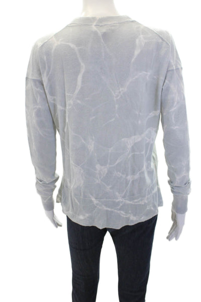 White + Warren Womens Cotton Abstract Print V-Neck Knit Sweater Gray Size XS