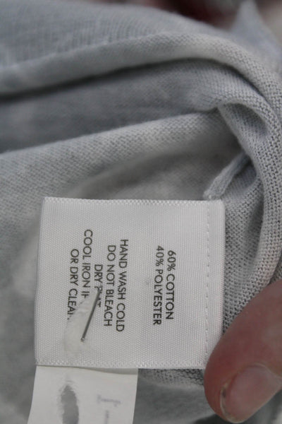 White + Warren Womens Cotton Abstract Print V-Neck Knit Sweater Gray Size XS