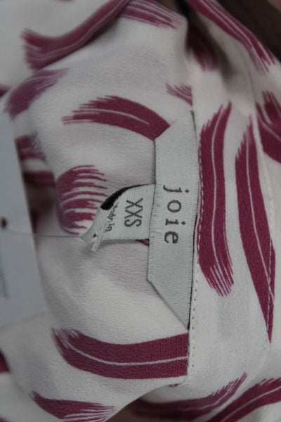 Joie Womens Silk Abstract Short Sleeve Button-Down Shirt White Size 2XS