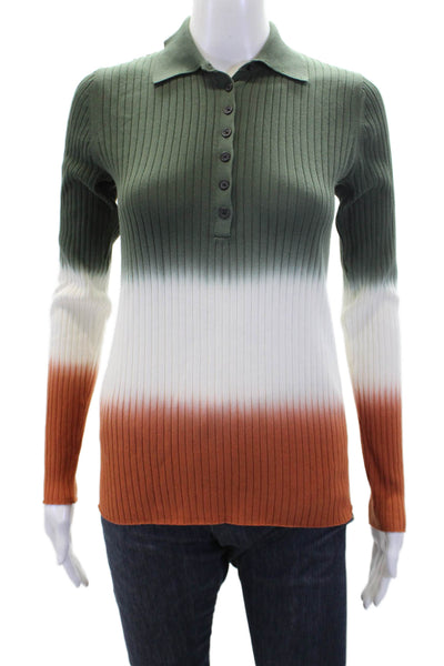 Derek Lam 10 Crosby Womens Cotton Color Block Button-Up Sweater Green Size S