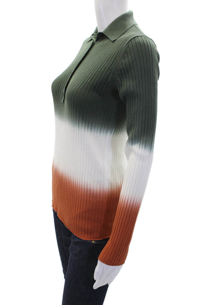 Derek Lam 10 Crosby Womens Cotton Color Block Button-Up Sweater Green Size S
