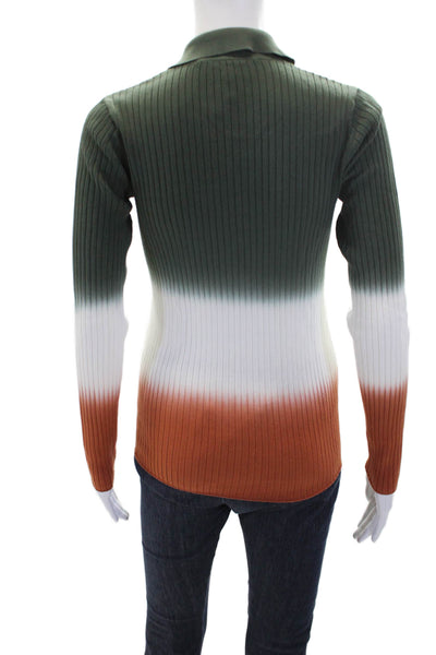 Derek Lam 10 Crosby Womens Cotton Color Block Button-Up Sweater Green Size S