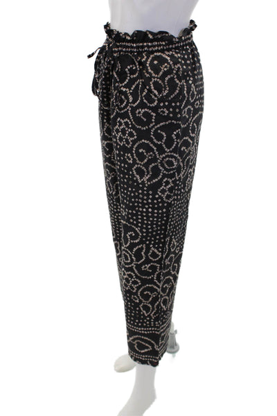 Xirena Womens Cotton Geometric Print Drawstring Wide-Leg Pants Black Size XS