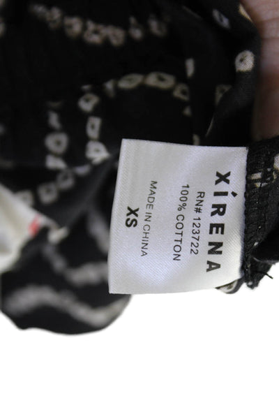 Xirena Womens Cotton Geometric Print Drawstring Wide-Leg Pants Black Size XS