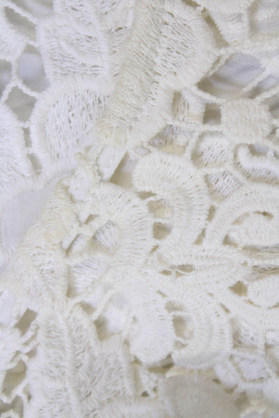 Alexis Womens Embroidered Crossover Back Shift Dress White Size XS