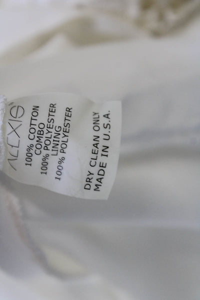Alexis Womens Embroidered Crossover Back Shift Dress White Size XS