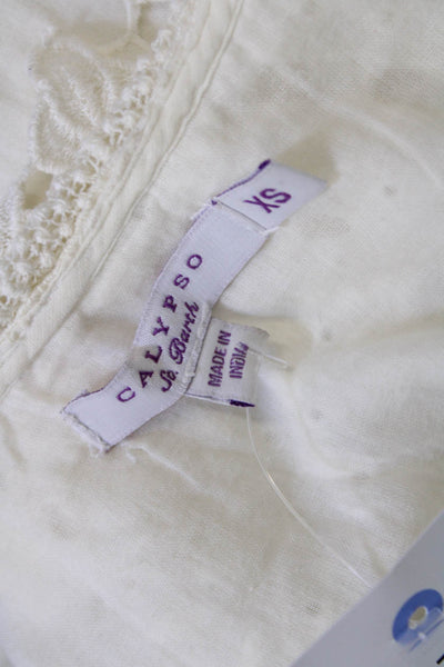 Calypso Saint Barth Womens Scoop Neck Embroidered Shift Dress White Size XS