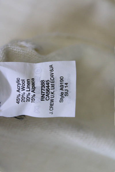 J Crew Womens Long Sleeve Solid Linen Crewneck Top Beige Size XS