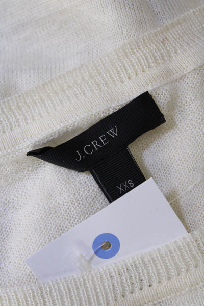 J Crew Womens Long Sleeve Solid Linen Crewneck Top Beige Size XS