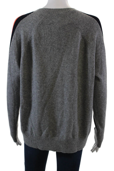 Autumn Cashmere Womens Cotton Long Sleeve V-neck Knit Sweater Gray Size S