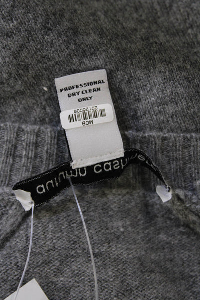 Autumn Cashmere Womens Cotton Long Sleeve V-neck Knit Sweater Gray Size S