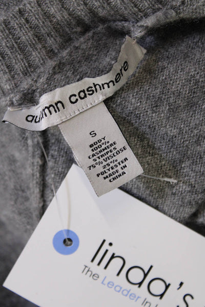 Autumn Cashmere Womens Cotton Long Sleeve V-neck Knit Sweater Gray Size S