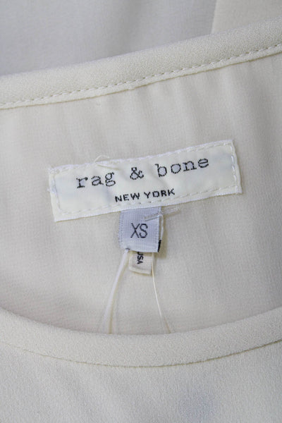 Rag & Bone Womens Textured Sleeveless Round Neck Tank Blouse Cream Size XS