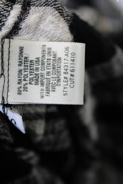 Bella Dahl Womens Button Front Crew Neck Plaid Shirt Black White Size Small