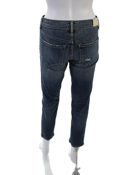 Citizens of Humanity Womens Cotton Distressed Straight Leg Jeans Blue Size 25