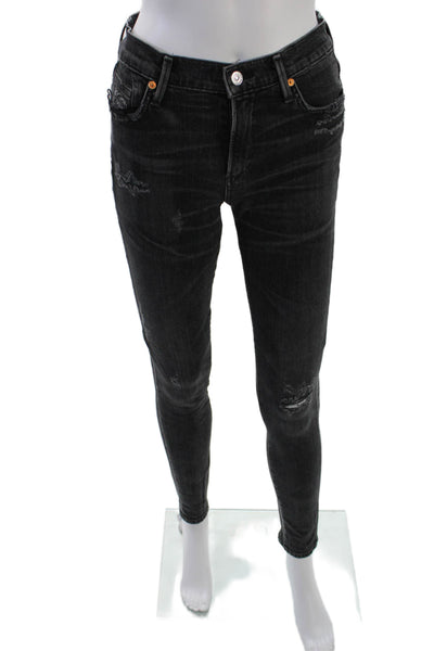 Citizens of Humanity Womens Cotton Denim Distressed Skinny Jeans Black Size 26