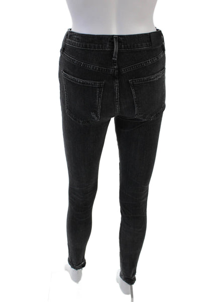 Citizens of Humanity Womens Cotton Denim Distressed Skinny Jeans Black Size 26