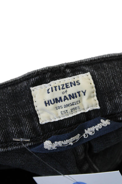 Citizens of Humanity Womens Cotton Denim Distressed Skinny Jeans Black Size 26