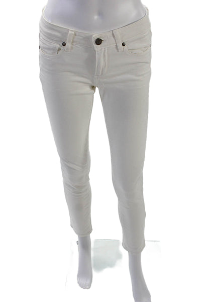 Paige Womens Denim Button Close Low-Rise Five Pocket Skinny Jeans White Size 26