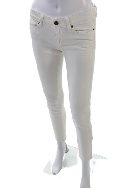 Paige Womens Denim Button Close Low-Rise Five Pocket Skinny Jeans White Size 26
