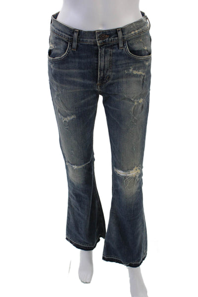 Citizens of Humanity Womens Cotton Denim Distressed Flared Jeans Blue Size 26