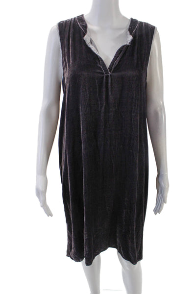 CP Shades Womens Velvet V-Neck Pullover Sleeveless Mid-Calf Dress Purple Size M