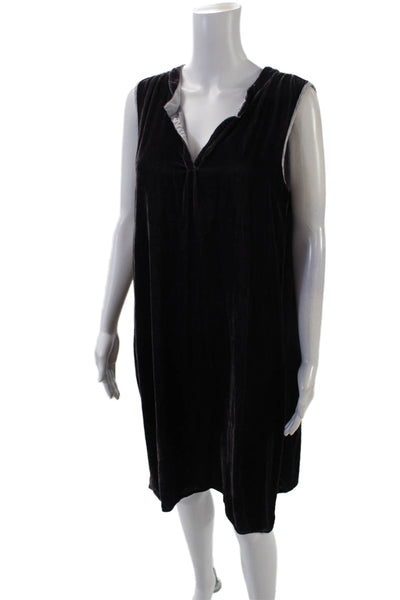 CP Shades Womens Velvet V-Neck Pullover Sleeveless Mid-Calf Dress Purple Size M