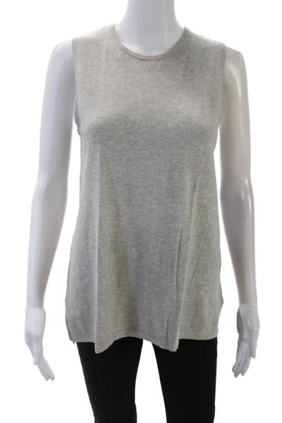 Theory Womens Cotton Sleeveless Round Neck Knit Sweater Vest Gray Size S