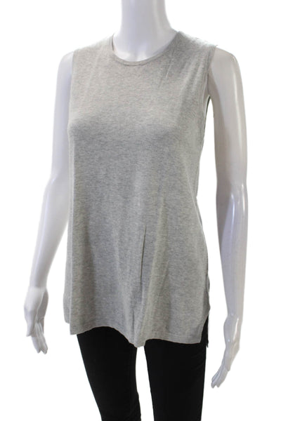 Theory Womens Cotton Sleeveless Round Neck Knit Sweater Vest Gray Size S