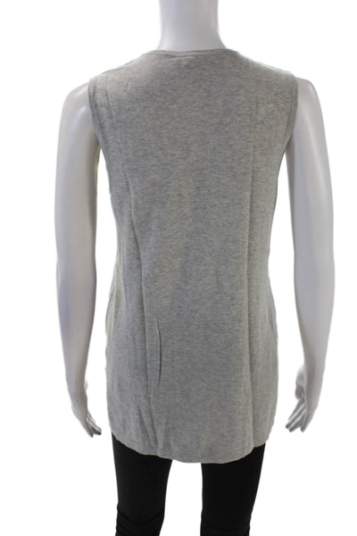 Theory Womens Cotton Sleeveless Round Neck Knit Sweater Vest Gray Size S
