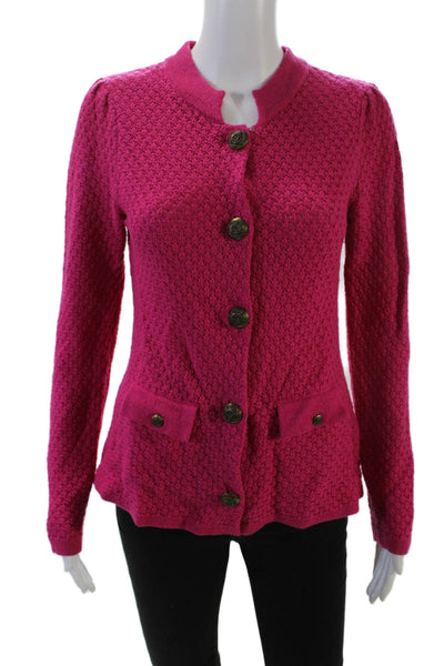 Tibi Womens Wool Button Down Cardigan Sweater Pink Size M