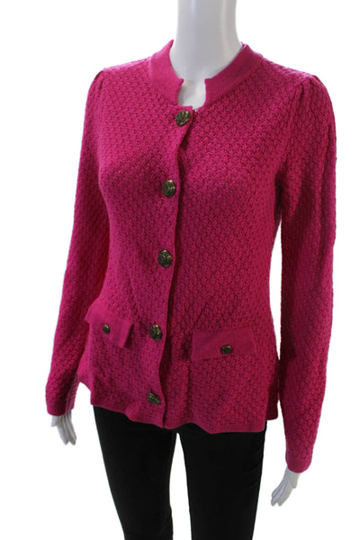 Tibi Womens Wool Button Down Cardigan Sweater Pink Size M
