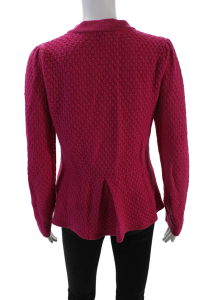 Tibi Womens Wool Button Down Cardigan Sweater Pink Size M