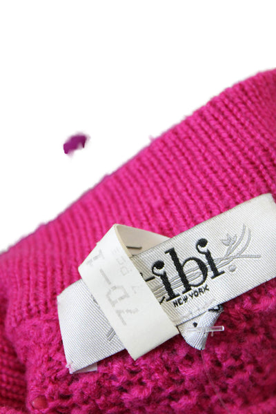 Tibi Womens Wool Button Down Cardigan Sweater Pink Size M
