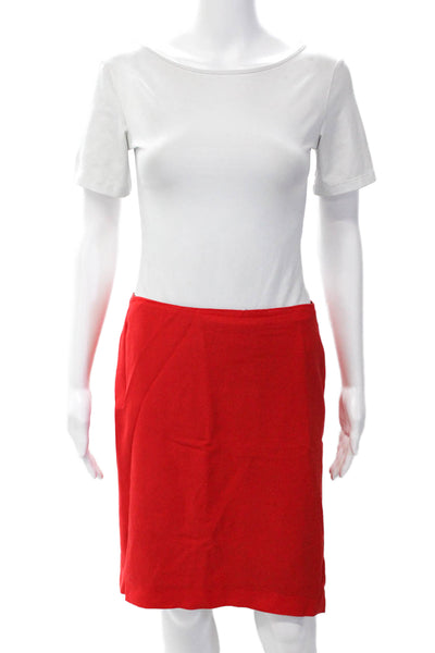 Lafayette 148 New York Womens Back Slit Mini Skirt Red Cotton Size 22 Wide