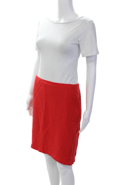 Lafayette 148 New York Womens Back Slit Mini Skirt Red Cotton Size 22 Wide