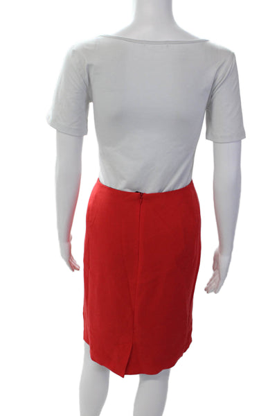 Lafayette 148 New York Womens Back Slit Mini Skirt Red Cotton Size 22 Wide
