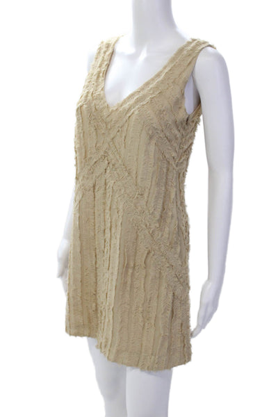 Rachel Zoe Womens Ruffled Sleeveless V Neck Mini Dress Nude Beige Size 2