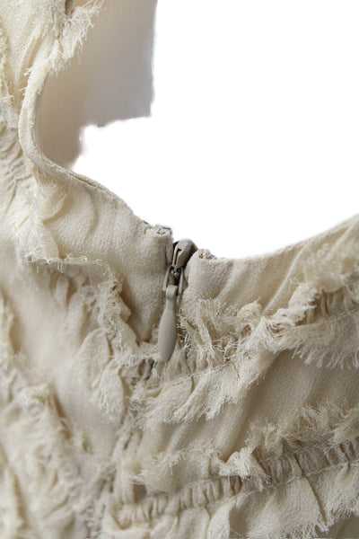 Rachel Zoe Womens Ruffled Sleeveless V Neck Mini Dress Nude Beige Size 2