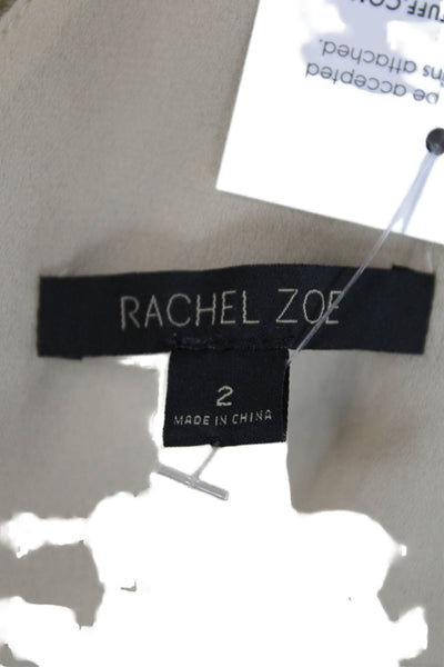 Rachel Zoe Womens Ruffled Sleeveless V Neck Mini Dress Nude Beige Size 2