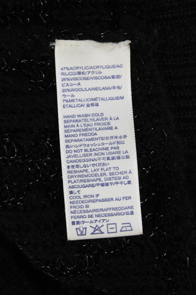 Rebecca Minkoff Womens Crew Neck Knitted Cold Shoulder Sweater Black Size S