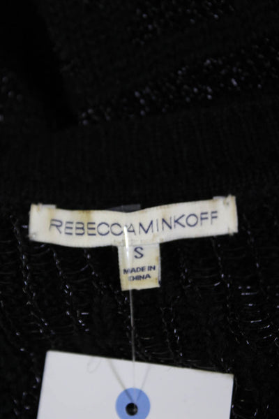 Rebecca Minkoff Womens Crew Neck Knitted Cold Shoulder Sweater Black Size S