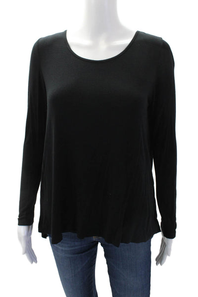 Lola & Sophie Womens Round Neck Long Sleeve Pullover Blouse Top Black Size S