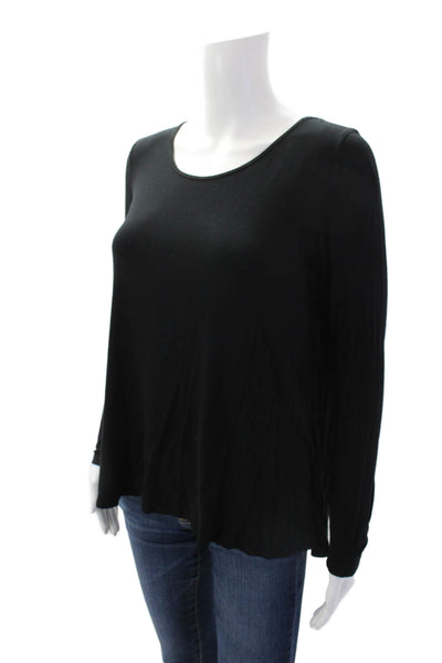 Lola & Sophie Womens Round Neck Long Sleeve Pullover Blouse Top Black Size S
