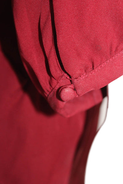 Joie Womens Silk V-Neck Long Sleeve Pullover Blouse Top Burgundy Size M