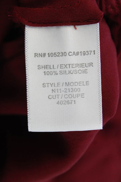 Joie Womens Silk V-Neck Long Sleeve Pullover Blouse Top Burgundy Size M