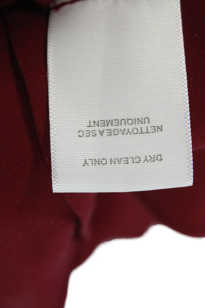 Joie Womens Silk V-Neck Long Sleeve Pullover Blouse Top Burgundy Size M