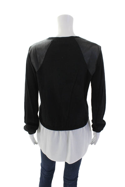 Central Park West Womens Cotton Blend V-Neck Pullover Sweater Top Black Size M