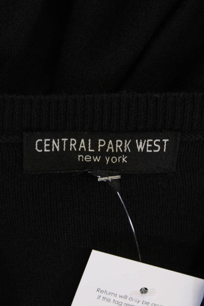 Central Park West Womens Cotton Blend V-Neck Pullover Sweater Top Black Size M