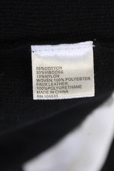 Central Park West Womens Cotton Blend V-Neck Pullover Sweater Top Black Size M